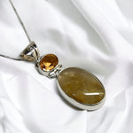 Faceted Citrine Golden Rutile Sterling Silver Pendant