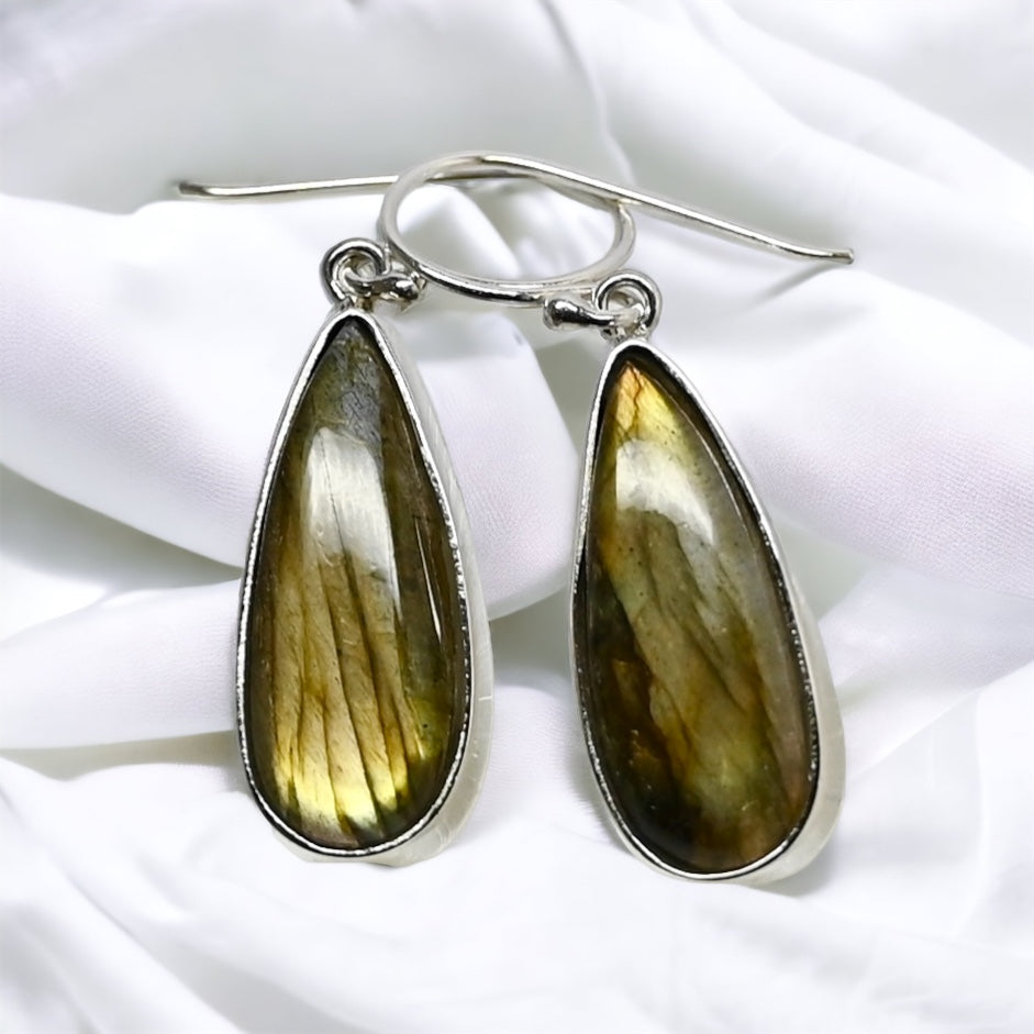 Labradorite Earrings Sterling Silver